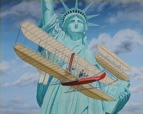 Wilbur Wright Greets Lady Liberty